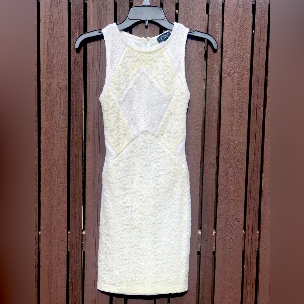 Top shop 🦋 Lace white/ off Mini white Dress size 4